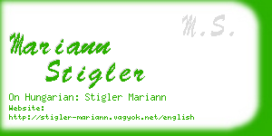 mariann stigler business card